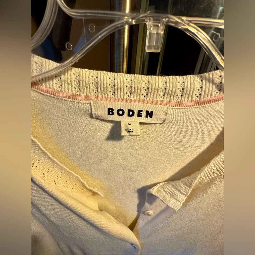 Emilia Cotton Crew Cardigan Warm Ivory NWOT - Picture 4 of 5